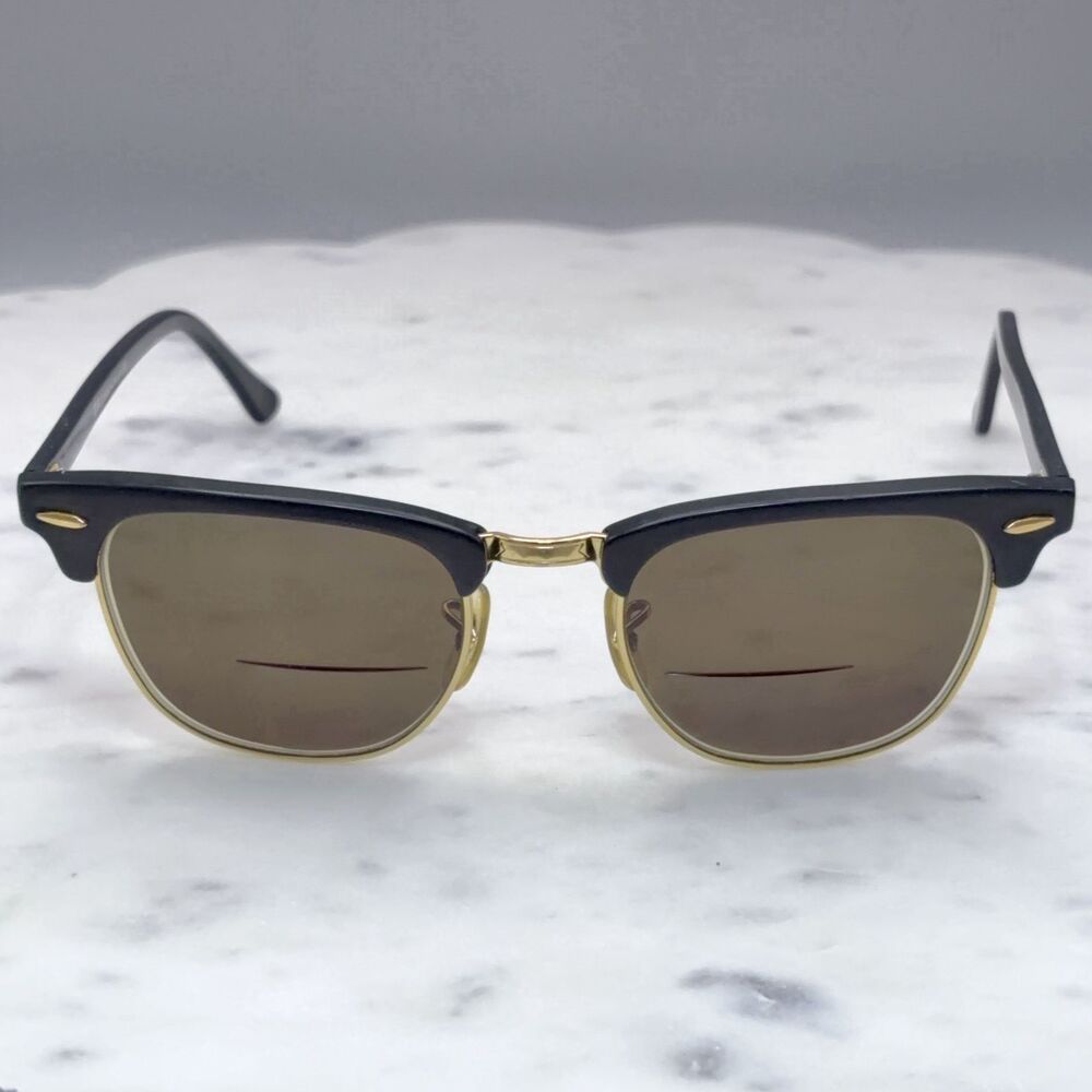 Ray-Ban RB3016 Clubmaster Black On Gold Square Sunglasses Frames Only 49-21-140